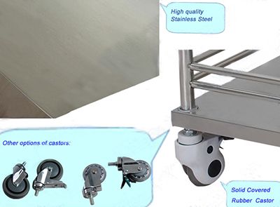 Stainless Steel Simple Metal Treatment Medical Trolley ME021